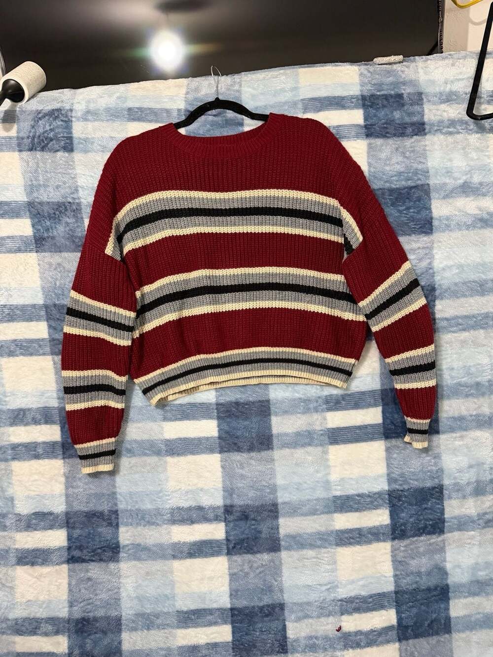 Ijoah Striped Ribbed Knit Cropped Sweater Size L